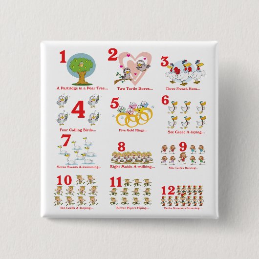 12 12 dagen kerstmis voltooid vierkante button 5,1 cm (Voorkant)