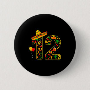 12 12e verjaardag Mexicaanse sombrero maracas cinc Ronde Button 5,7 Cm