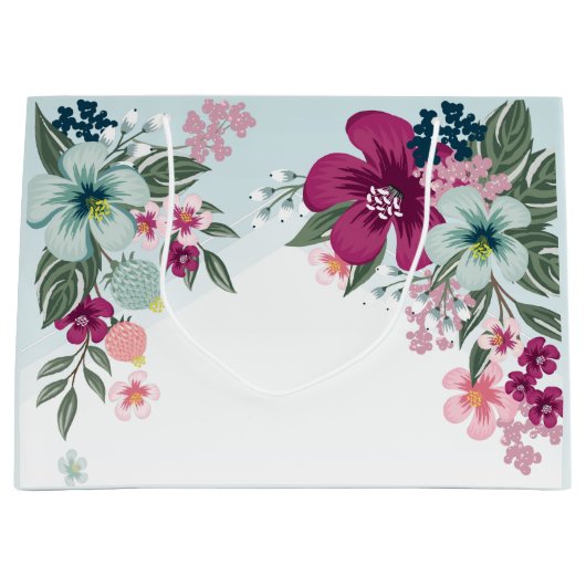 12.5lx4wx9h grote geschenkzak tropische bloem op b groot cadeauzakje (Voorkant)