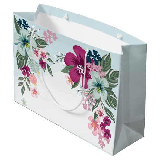 12.5lx4wx9h grote geschenkzak tropische bloem op b groot cadeauzakje (Achterkant Gekanteld)