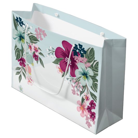 12.5lx4wx9h grote geschenkzak tropische bloem op b groot cadeauzakje (Voorkant Gekanteld)