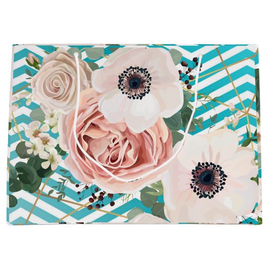 12.5lx4wx9h Grote Gift Bag Geometrisch Roos Chevro Groot Cadeauzakje (Voorkant)