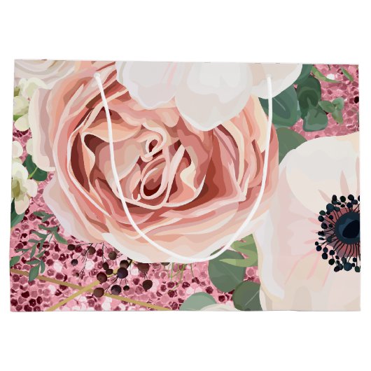 12.5lx4wx9h Grote Gift Bag Geometrische Tuin Roos Groot Cadeauzakje (Achterkant)