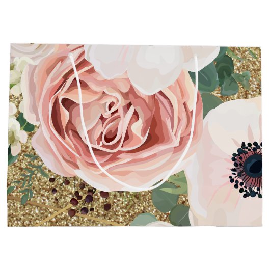 12.5lx4wx9h Grote Gift Bag Geometrische Tuin Roos Groot Cadeauzakje (Achterkant)