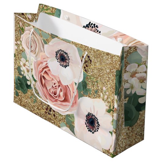 12.5lx4wx9h Grote Gift Bag Geometrische Tuin Roos Groot Cadeauzakje (Voorkant Gekanteld)