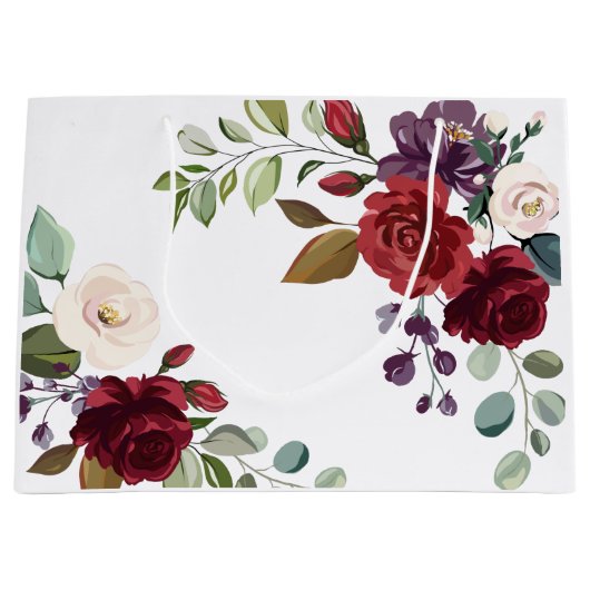 12.5lx4wx9h Grote Gift Bag Witte Rozen Gouden Geom Groot Cadeauzakje (Voorkant)