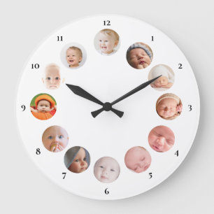 12 aangepaste foto's Persoonlijke eenvoudige baby Grote Klok