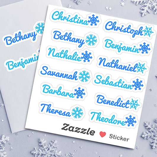 12 Aangepaste namen gastlijst Ijs kristallen Sneeu Sticker
