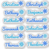 12 Aangepaste namen gastlijst Ijs kristallen Sneeu Sticker (Voorkant)