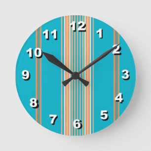 12 Aantal Keuzen om Aqua Striped Clock te kiezen Ronde Klok