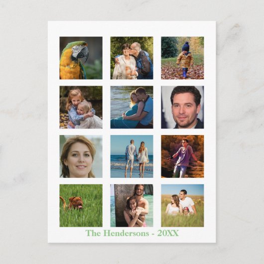 12 Afbeelding Familiefoto ✨ Collage Custom Briefkaart (Voorkant)