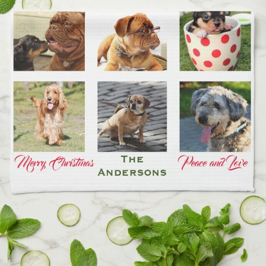 12 Afbeelding Familiefoto ✨ Collage Custom Theedoek (Gevouwen)