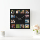 12 Afbeelding Familiefoto ✨ Collage Custom Vierkante Klok (Huis)