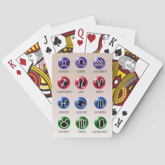 12 Astrologie Zodiac Signs on Crystal ballen Pokerkaarten (Achterkant)
