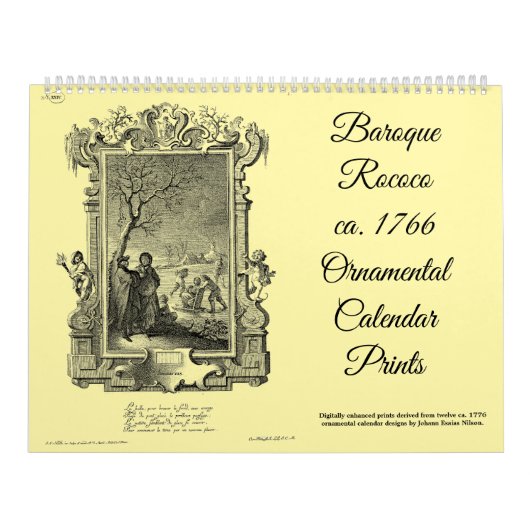 12 Barok Rococo ca. 1766 kalenderprints Kalender (Hoes)