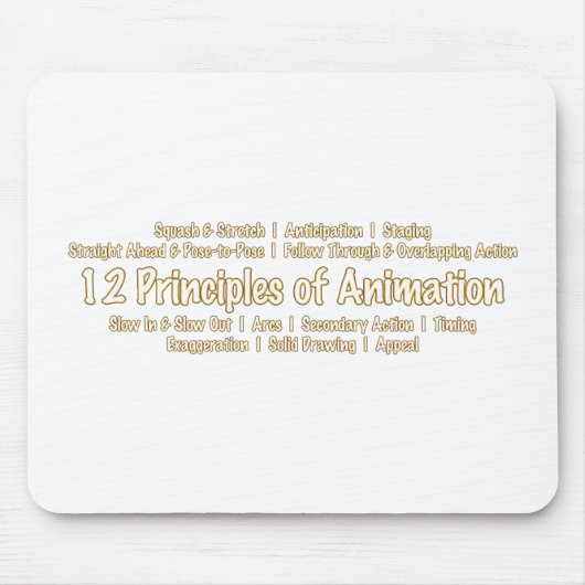 12 Beginselen van animatie voor animatieontwerp Muismat (Voorkant)