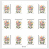 12 Beker van Bloemen Sticker (Vel)