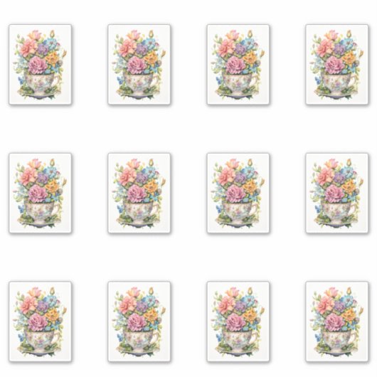 12 Beker van Bloemen Sticker (Voorkant)