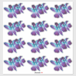 12 Blauwe Dendrobium Orchidee Bloem Kiss-Cut Stick Sticker
