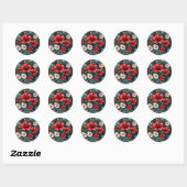 #12 Bloemen patroon Ronde Sticker (Vel)