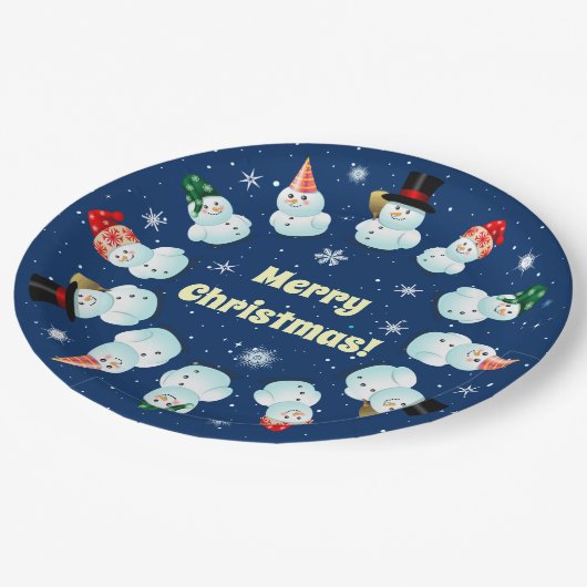12 Bord voor partying Snowmen Paper (Gekanteld)