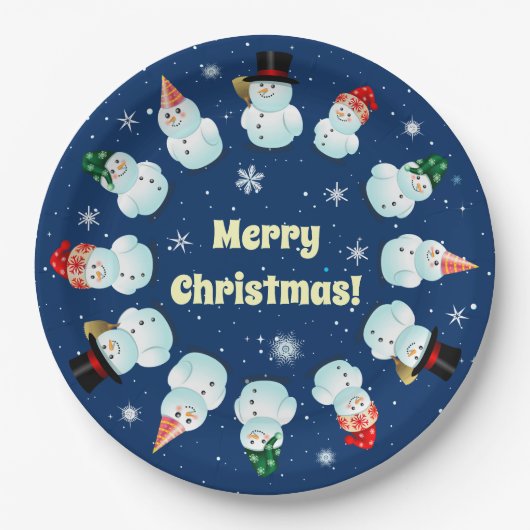 12 Bord voor partying Snowmen Paper (Voorkant)