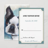 12 Boston Terrier RSVP draaien Kaartje (Voorkant / Achterkant)