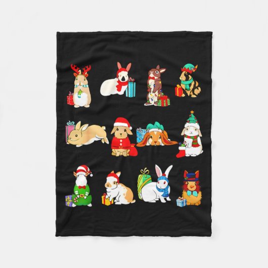 12 Bunny Of Christmas Bunny Rabbit Christmas Xmas  Fleece Deken (Voorkant)
