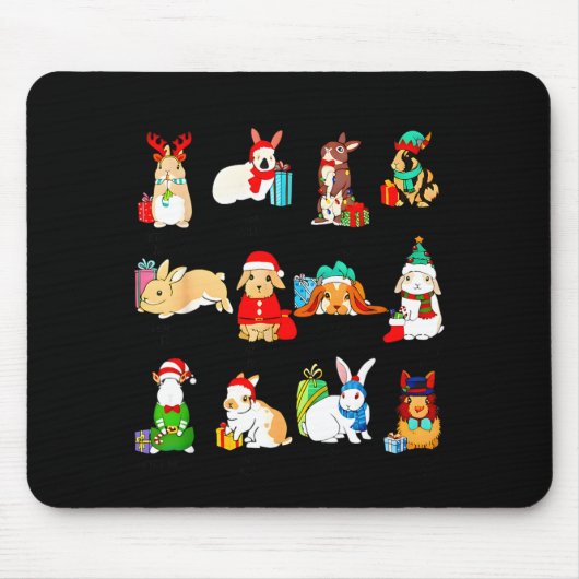12 Bunny Of Christmas Bunny Rabbit Christmas Xmas  Muismat (Voorkant)
