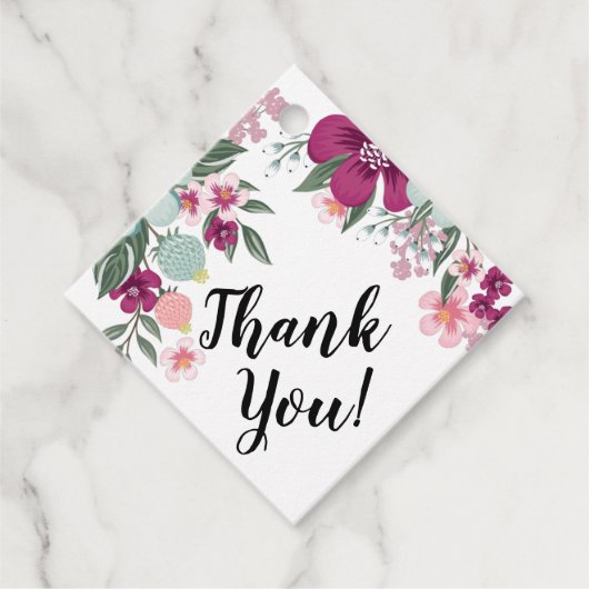 12 Cadeau Labels Tropische bloemen op wit (Voorkant)