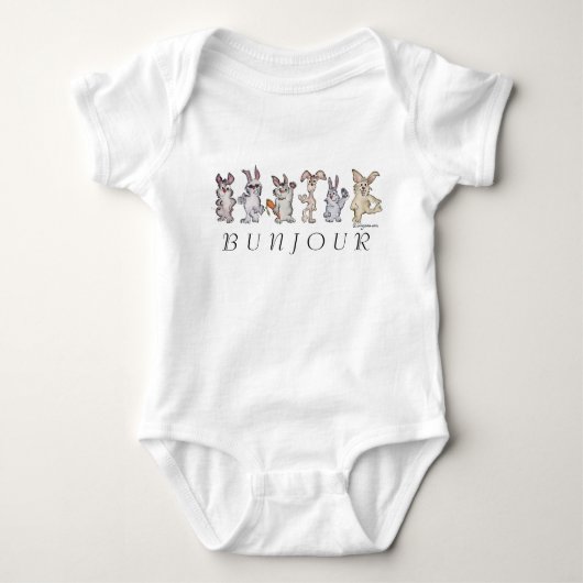 12 Cartoon Rabbits Bunjour Cute Baby Romper (Voorkant)