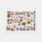 12 Cats Of Christmas Funny Xmas Cat Lover Holiday  Fleece Deken (Voorkant (Horizontaal))