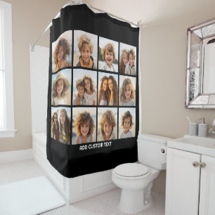 12 Collage fotoinstallatieschema met zwarte achter Douchegordijn
