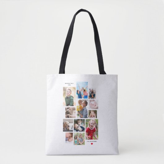 12 Collage van het Geheugen van de Foto Familie me Tote Bag (Voorkant)