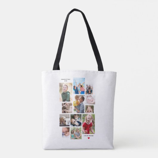 12 Collage van het Geheugen van de Foto Familie me Tote Bag (Achterkant)