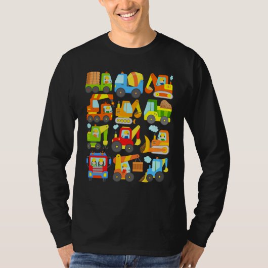 12 construction vehicles machinery construction si t-shirt (Voorkant)
