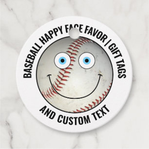 12 Custom Baseball Party BLUE EYES Happy Face Gift Bedankjes Labels