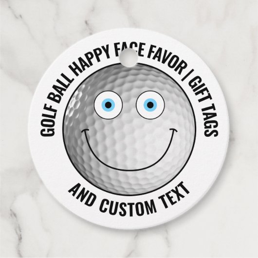 12 Custom Golf Party BLUE EYES Happy Face Gift Bedankjes Labels (Voorkant)