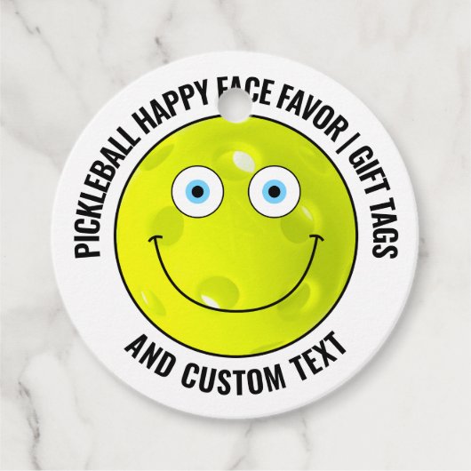 12 Custom Pickleball BLUE EYES Happy Face Gift Bedankjes Labels (Voorkant)