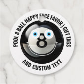 12 Custom Pool 8 Ball BLUE EYES Happy Face Gift Bedankjes Labels (Achterkant)