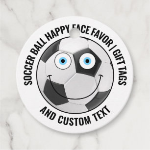 12 Custom Voetbal Party BLUE EYES Happy Face Gift Bedankjes Labels