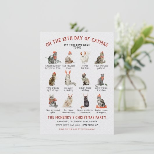 12 Dag kerstfeestdag Uitnodiging kerstfeest (Staand voorkant)