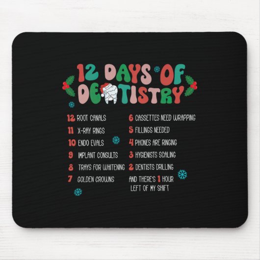 12 Dag van Tandheelkunde Kerstmis Tandarts Tandhee Muismat (Voorkant)
