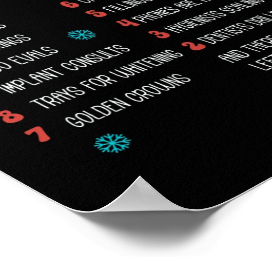 12 Dag van Tandheelkunde Kerstmis Tandarts Tandhee Poster (Hoek)