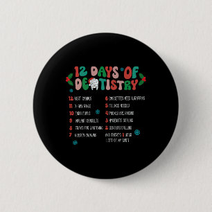12 Dag van Tandheelkunde Kerstmis Tandarts Tandhee Ronde Button 5,7 Cm