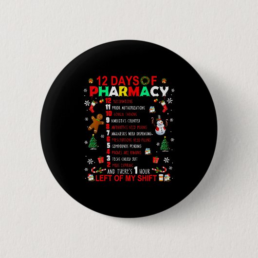 12 Dagen Apotheek Grappige Kerst Apotheker Tec Ronde Button 5,7 Cm (Voorkant)