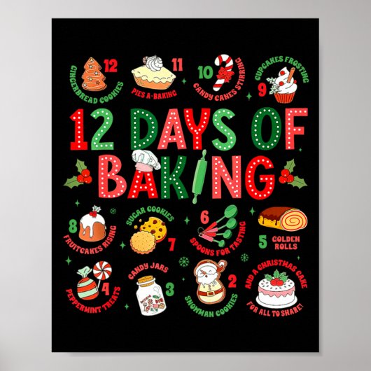 12 dagen bakker kerst koken chef bakken poster (Voorkant)