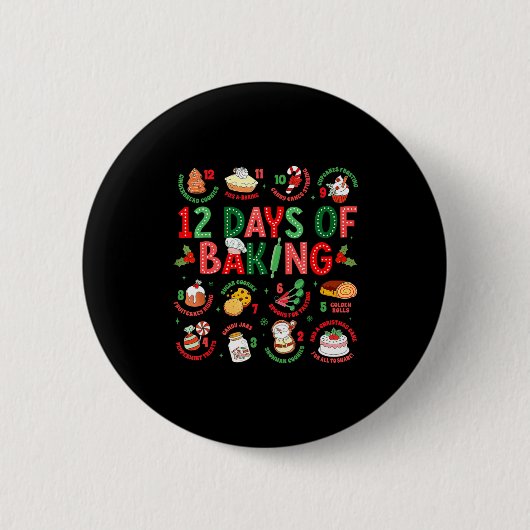12 dagen bakker kerst koken chef bakken ronde button 5,7 cm (Voorkant)