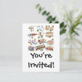 12 dagen cartoon kerstliedje kaart (Staand voorkant)