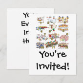 12 dagen cartoon kerstliedje kaart (Voorkant / Achterkant)